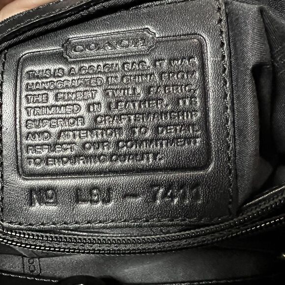 Coach Tote Bag Womens Medium White Canvas Black Leather Shoulder Purse L3J-7441 - Picture 6 of 12